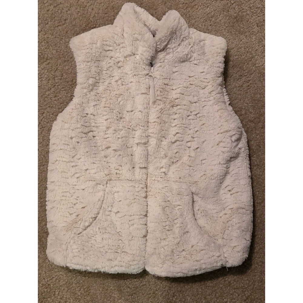 Widgeon Girls Cream Faux Fur Zip-Up Vest - Size 6